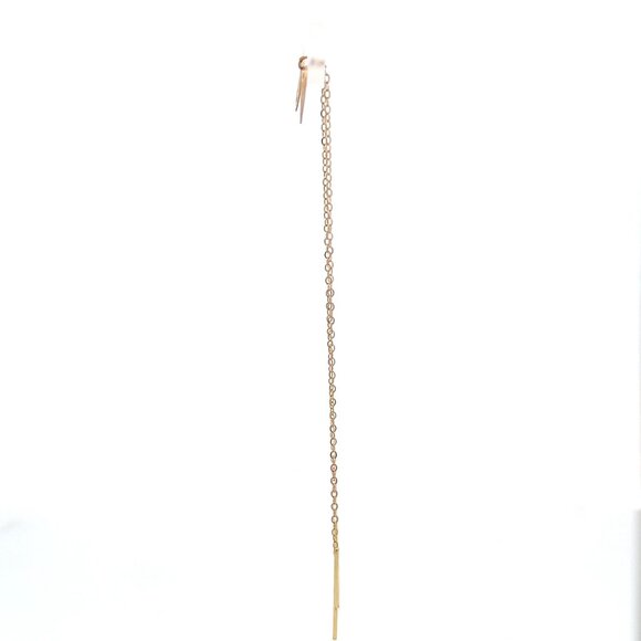 18K Gold Earrings Threader Heart 0.68 grams - Picture 7 of 9